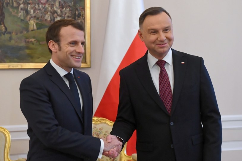 Prezydent RP Andrzej Duda i prezydent Francji Emmanuel Macron / 	Radek Pietruszka   /PAP