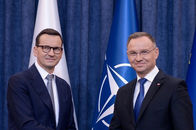 Prezydent RP Andrzej Duda oraz premier Mateusz Morawiecki /Marcin Obara /PAP