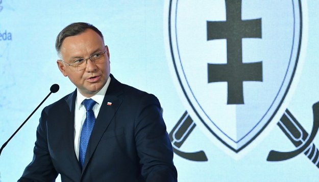 Prezydent RP Andrzej Duda podczas Litewskiej Narodowej Konferencji Bezpieczeństwa 2021 /Radek Pietruszka /PAP