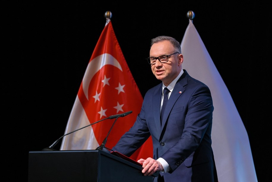 Prezydent RP Andrzej Duda podczas otwarcia Forum Biznesu Polska-Singapur. /Paweł Supernak /PAP