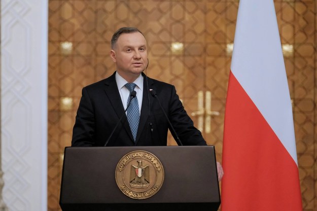 Prezydent RP Andrzej Duda podczas wspólnego oświadczenia dla mediów po spotkaniu z prezydentem Egiptu Abd al-Fattahem as-Sisim w Pałacu Ittihadiya w Kairze /Mateusz Marek /PAP