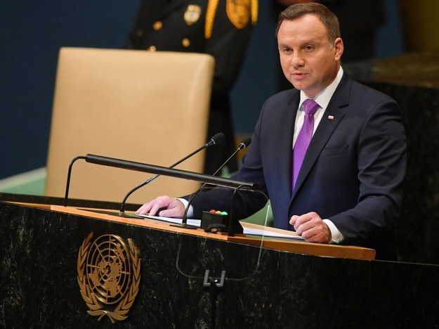 Prezydent RP Andrzej Duda przemawia podczas debaty generalnej 73. sesji Zgromadzenia Ogólnego Narodów Zjednoczonych w Nowym Jorku. /Radek Pietruszka /PAP