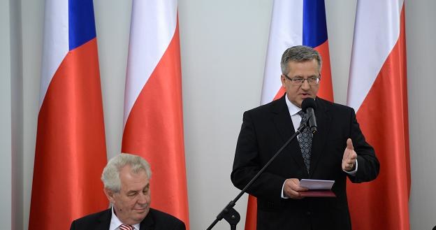 Prezydent RP Bronisław Komorowski (P) i prezydent Czech Milosz Zeman (L) /PAP
