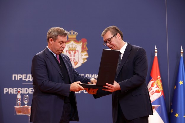 Prezydent Serbii Aleksandar Vučić i premier Bawarii Markus Söder /Andrej Cukić /PAP/EPA