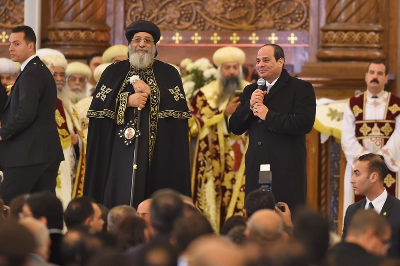 Prezydent Sisi w nowo otwartej katedrze /MOHAMED EL-SHAHED / AFP /AFP