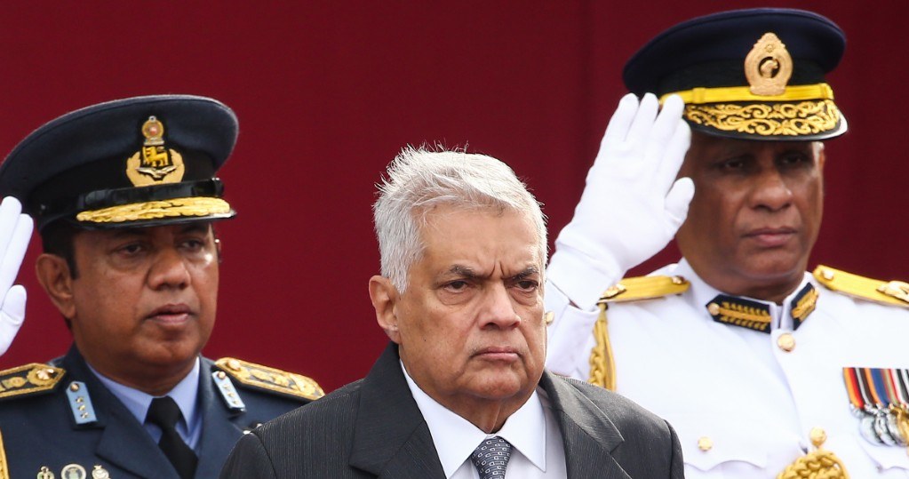 Prezydent Sri Lanki Ranil Wickremesinghe (ś) /Pradeep Dambarage / NurPhoto /AFP