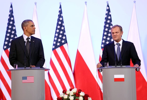 Prezydent Stanów Zjednoczonych Barack Obama oraz premier Donald Tusk /Leszek Szymański /PAP