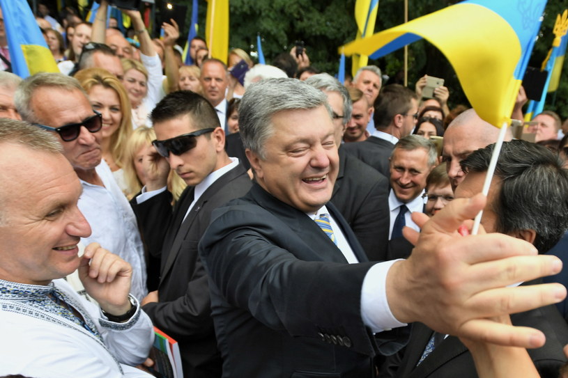 Prezydent Ukrainy Petro Poroszenko podczas wizyty w miejscowości Sahryń /Wojciech Pacewicz /PAP