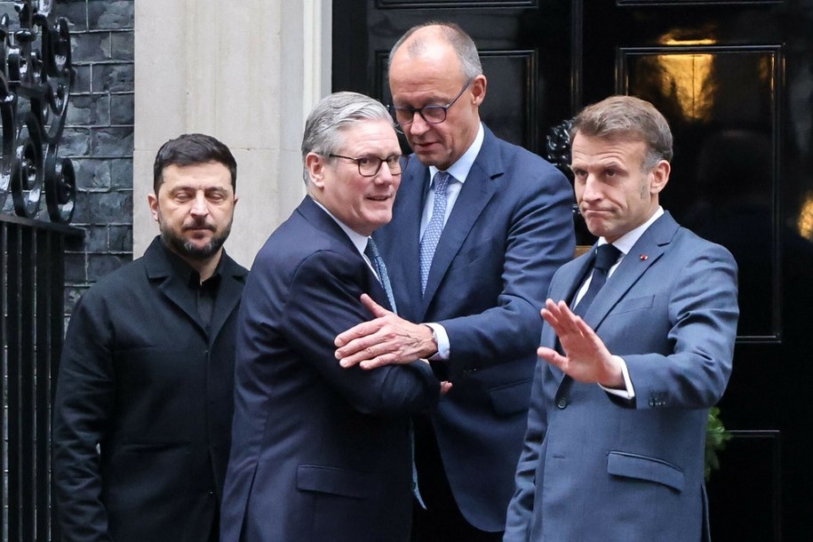 Prezydent Ukrainy Wołodymyr Zełenski, premier Wielkiej Brytanii Keir Starmer, kanclerz Niemiec Friedrich Merz i prezydent Francji Emmanuel Macron podczas spotkania w Londynie w grudniu 2025 r. /Rex Features  /East News