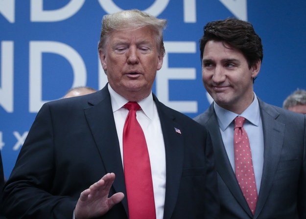 Prezydent USA Donald Trump i premier Kanady  Justin Trudeau podczas szczytu NATO w Londynie /OLIVIER HOSLET /PAP/EPA