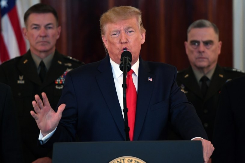 Prezydent USA Donald Trump wygłaszający oświadczenie /SAUL LOEB / AFP /AFP