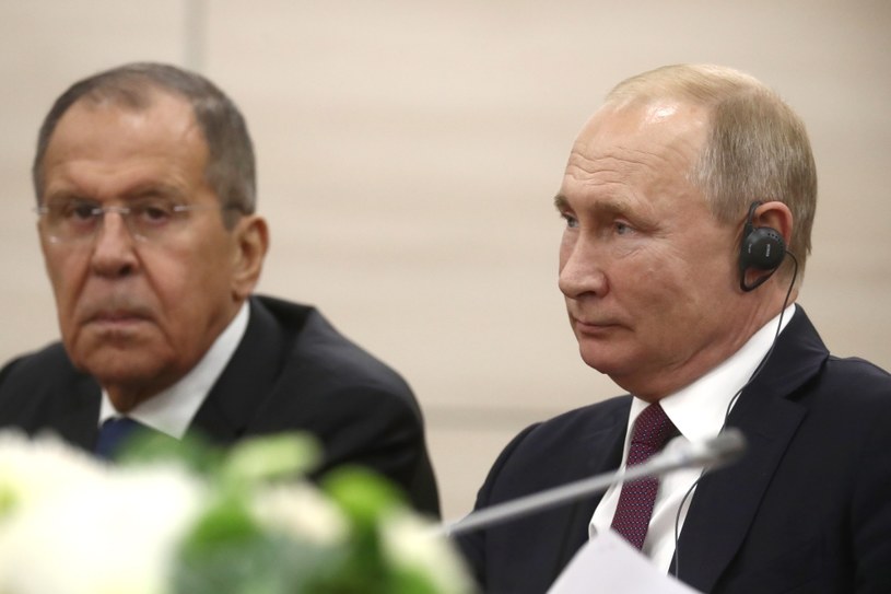 Prezydent Władimir Putin i szef rosyjskiego MSZ Siergiej Ławrow /Sergei Fadeichev/TASS /Agencja FORUM
