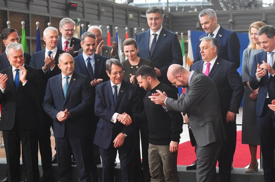 Prezydent Wołodymyr Zełenski podczas wizyty w Brukseli /Radek Piertuszka /PAP