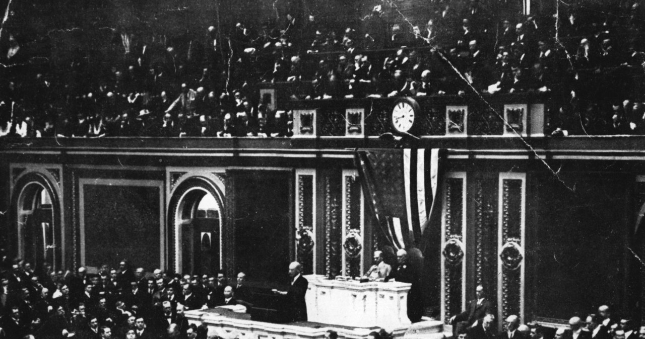 Prezydent Woodrow Wilson przemawia w Kongresie Stanów Zjednoczonych /Hulton Archive /Getty Images