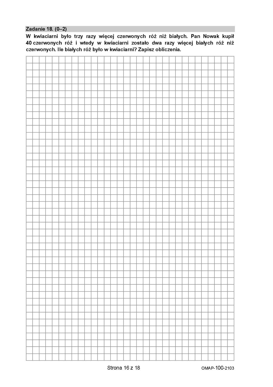 Próbny egzamin ósmoklasisty 2021. Arkusz z matematyki, fot. CKE /