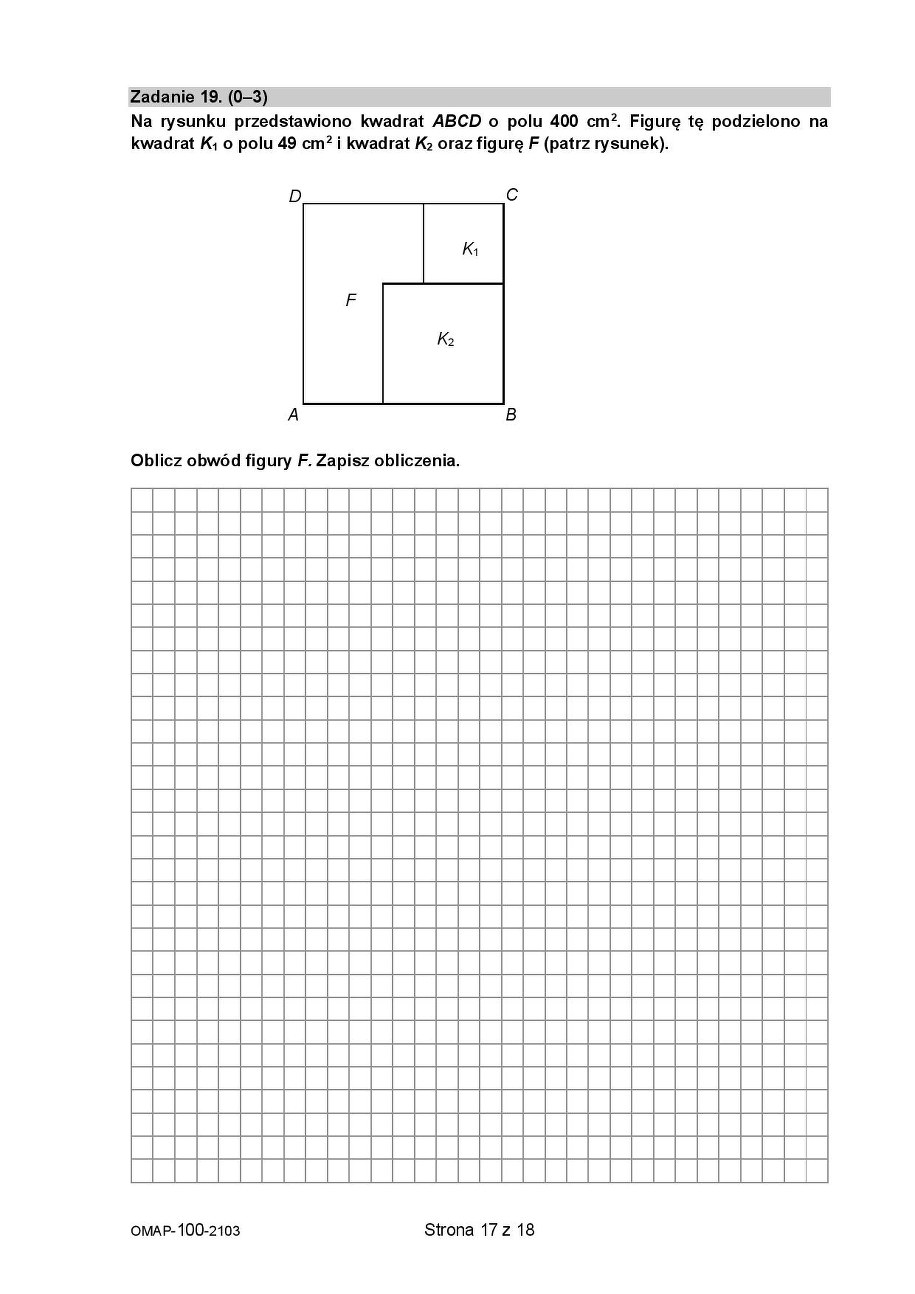 Próbny egzamin ósmoklasisty 2021. Arkusz z matematyki, fot. CKE /