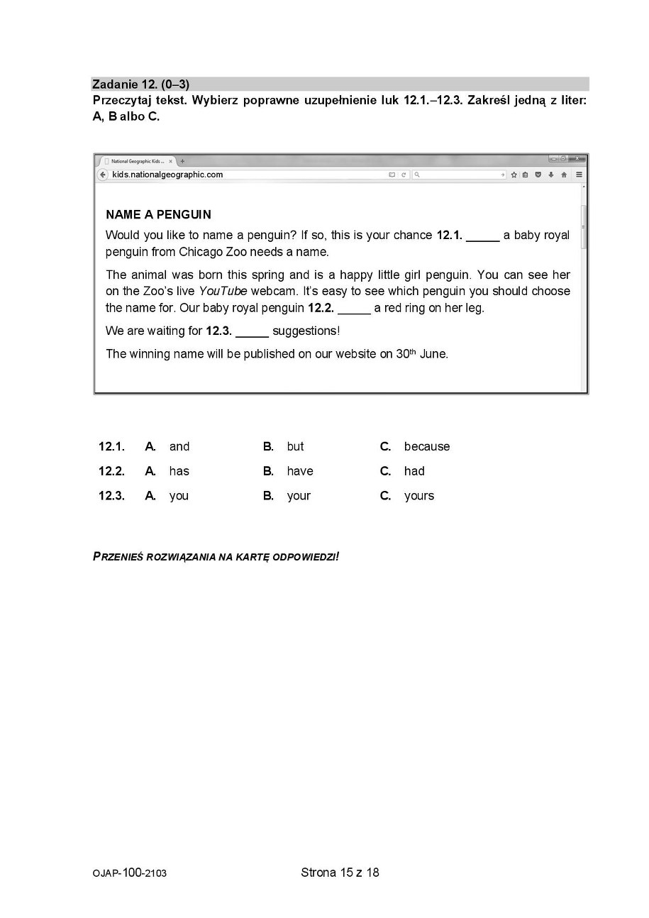 Próbny egzamin ósmoklasisty 2021. Język angielski /CKE /