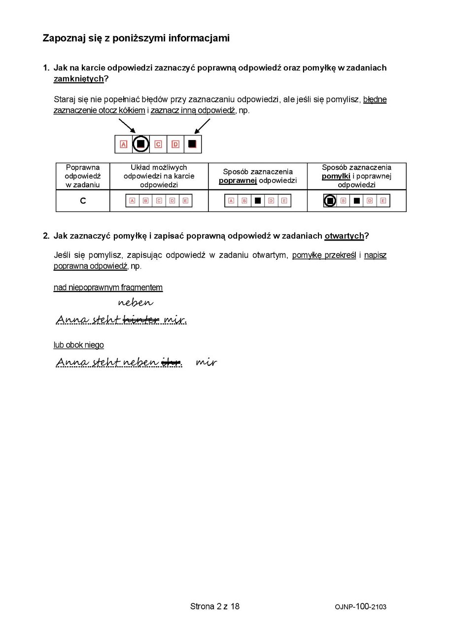 Próbny egzamin ósmoklasisty 2021. Język niemiecki /CKE /