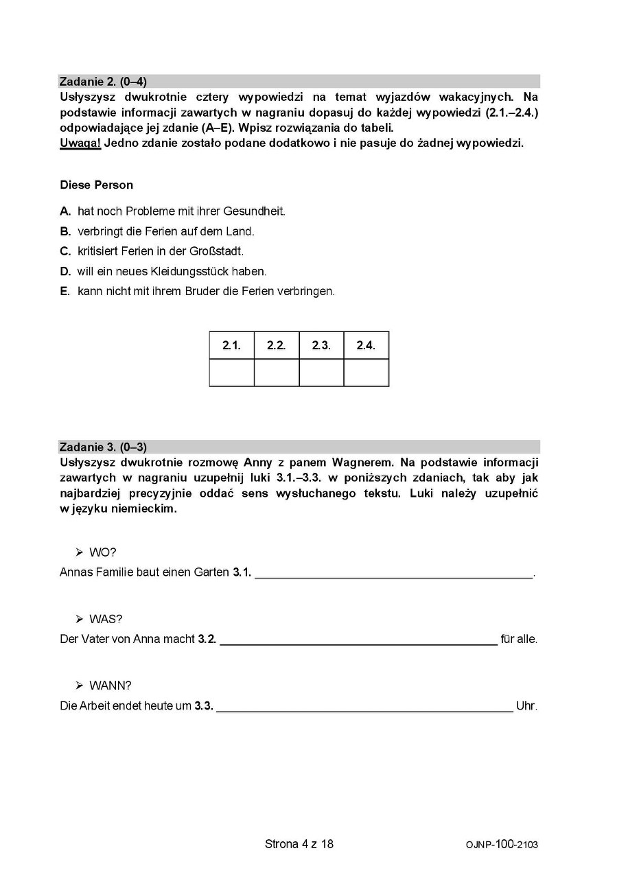 Próbny egzamin ósmoklasisty 2021. Język niemiecki /CKE /