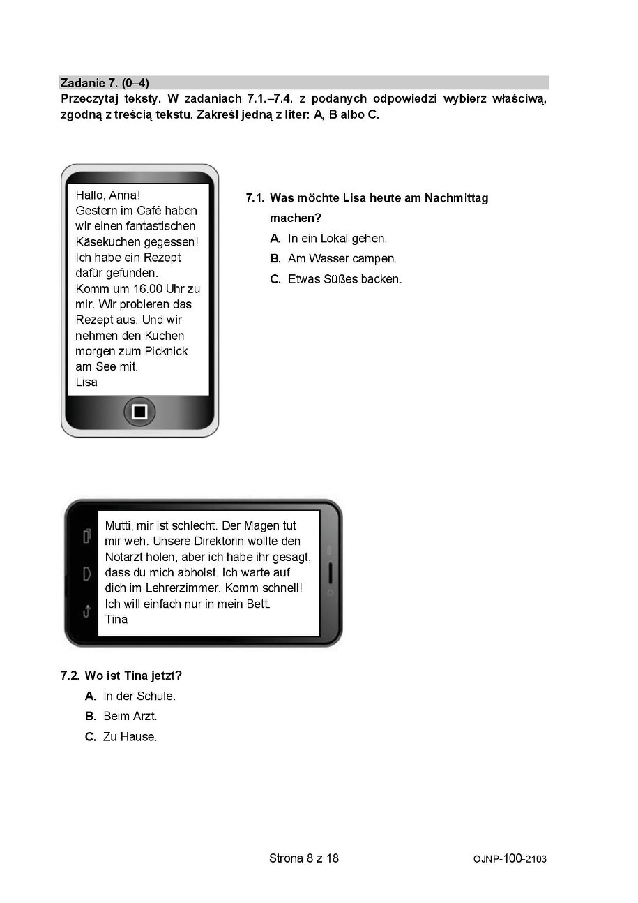 Próbny egzamin ósmoklasisty 2021. Język niemiecki /CKE /