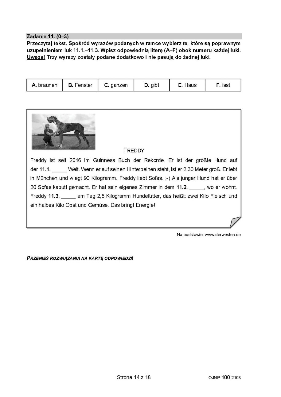 Próbny egzamin ósmoklasisty 2021. Język niemiecki /CKE /