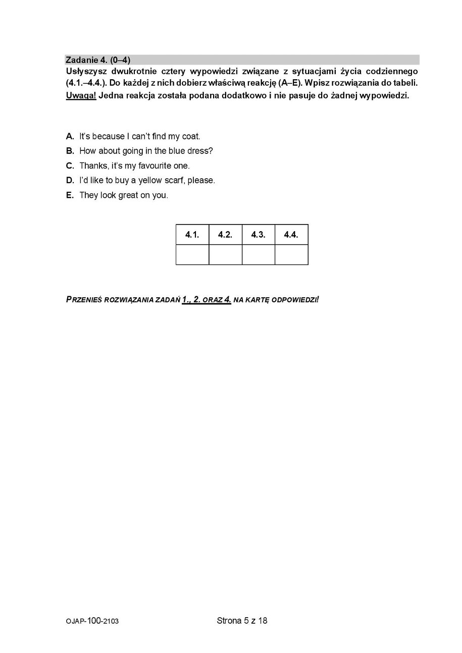 Próbny egzamin ósmoklasisty 2021 z języka angielskiego /CKE /