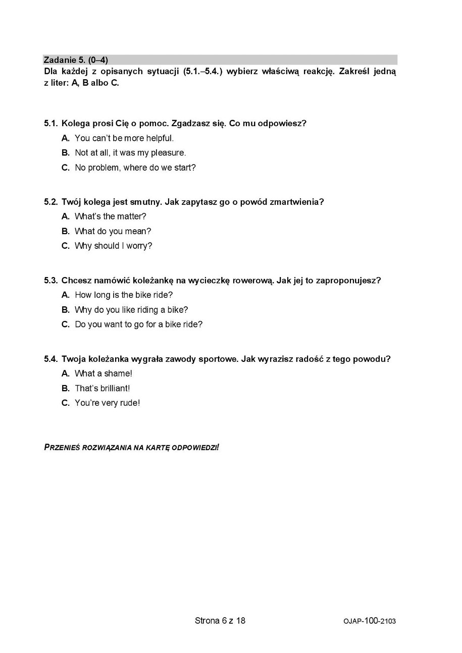 Próbny egzamin ósmoklasisty 2021 z języka angielskiego /CKE /