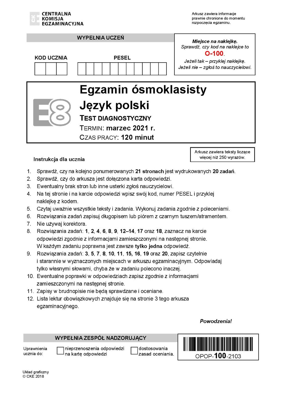 ​Próbny egzamin ósmoklasisty 2021 /