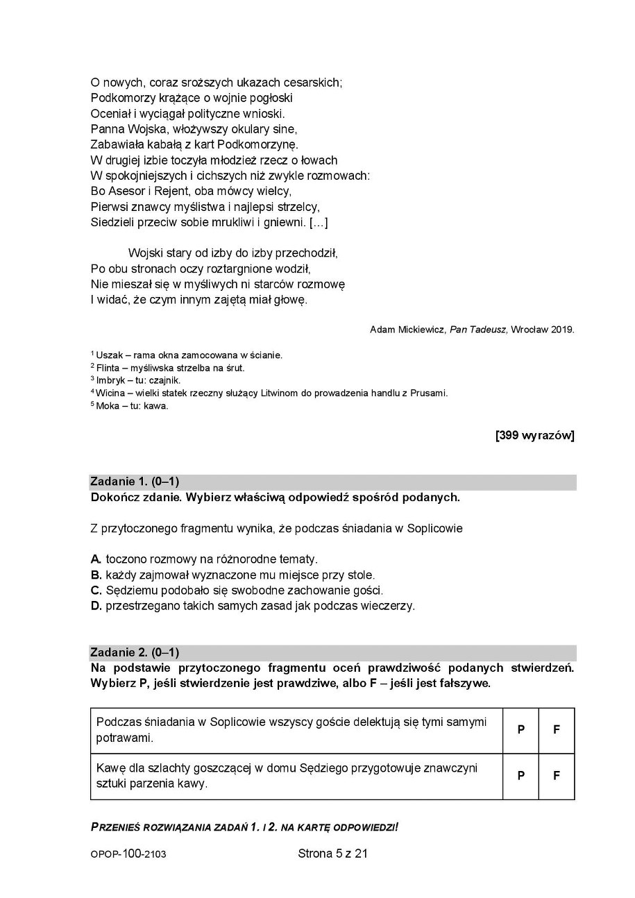 ​Próbny egzamin ósmoklasisty 2021. /