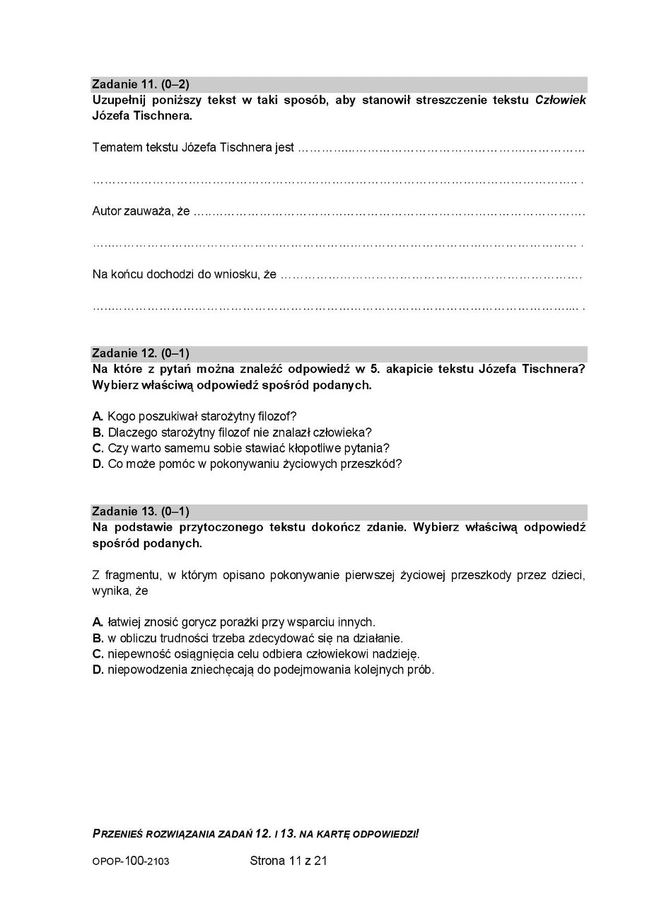 ​Próbny egzamin ósmoklasisty 2021. /