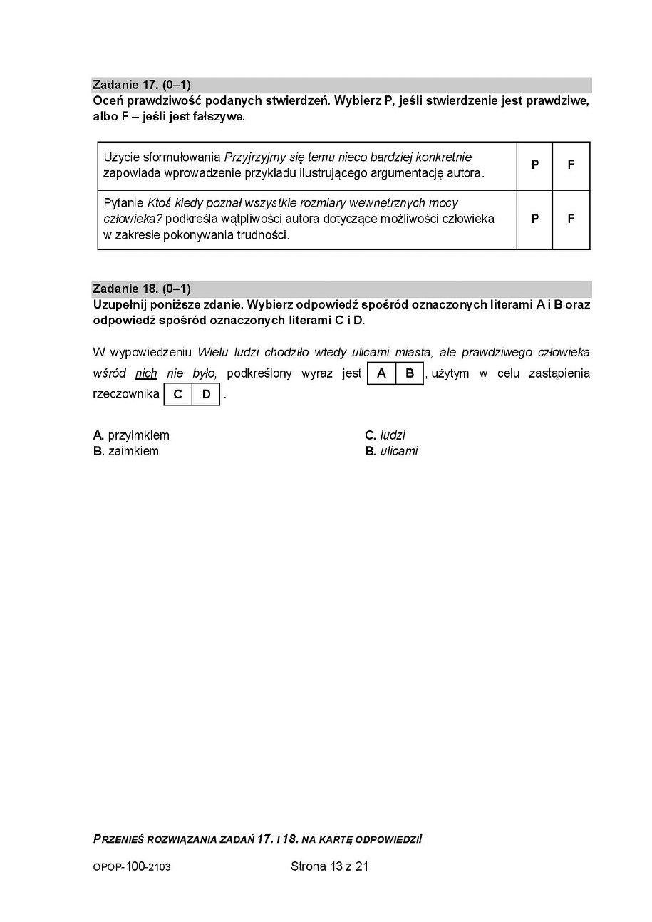 ​Próbny egzamin ósmoklasisty 2021. /