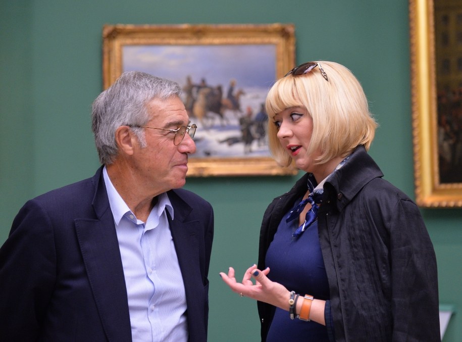 Producent Robert Benmussa i dyrektor Polskiego Instytutu Sztuki Filmowej Agnieszka Odorowicz podczas konferencji na temat nowego filmu Romana Polańskiego. Polański wyreżyseruje film o Alfredzie Dreyfusie - żydowskim oficerze służącym w armii francuskiej, niesłusznie skazanym za szpiegostwo. /Jacek Bednarczyk /PAP