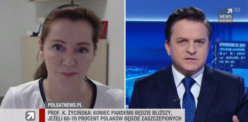 Prof. Katarzyna Życińska (szefowa Kliniki Chorób Wewnętrznych i Reumatologii stołecznego szpitala MSWiA w "Gościu Wydarzeń". /Polsat News /Polsat News