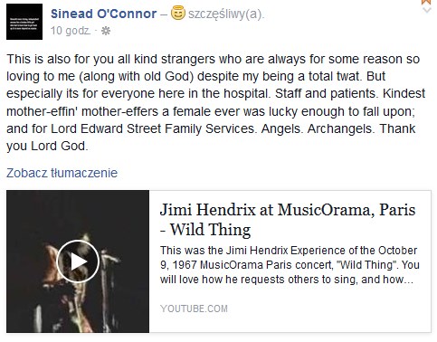 Profil Sinead O'Connor na Facebooku został przywrócony /Facebook /