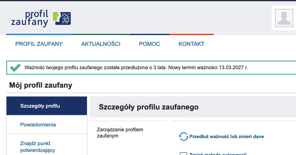 Profil zaufany można przedłużyć w prosty sposób. /Zrzut ekranu /INTERIA.PL