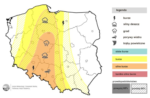 Prognoza burz - 15 sierpnia /IMGW /