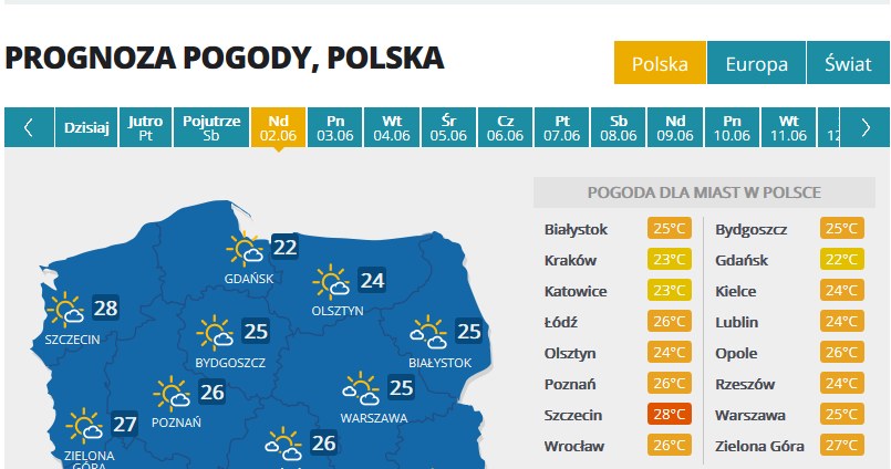 Prognoza na 2 czerwca /INTERIA.PL
