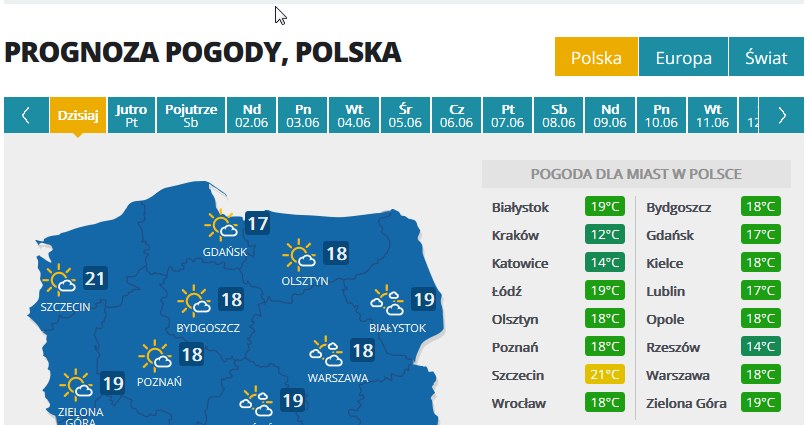 Prognoza na 30 maja /INTERIA.PL