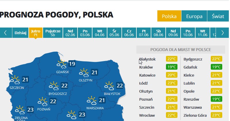 Prognoza na 31 maja /INTERIA.PL