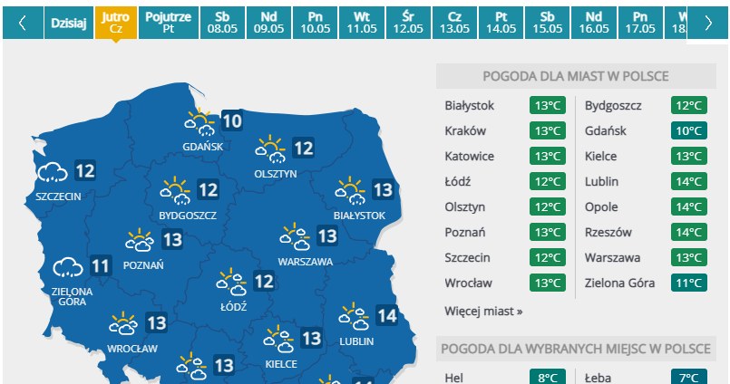 Prognoza na czwartek /INTERIA.PL