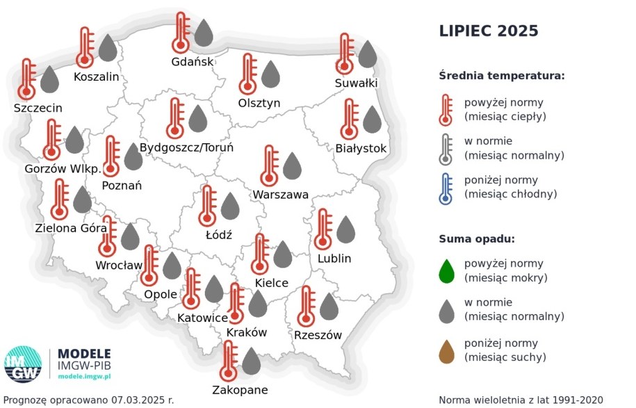 Prognoza na lipiec /IMGW /Materiały prasowe