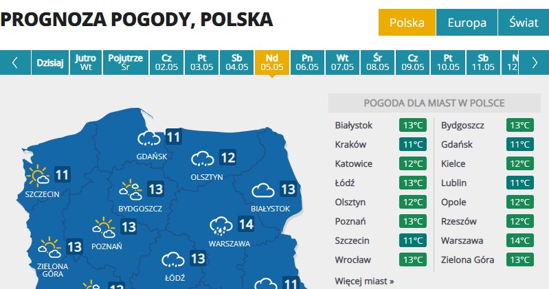 Prognoza na niedzielę, 5 maja /INTERIA.PL