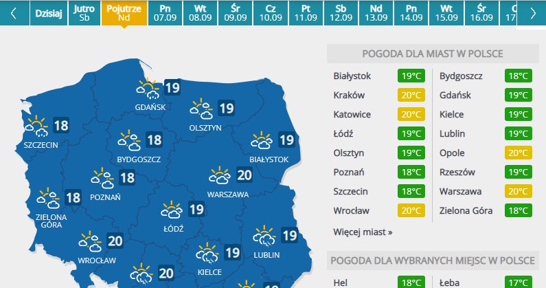 Prognoza na niedzielę /INTERIA.PL