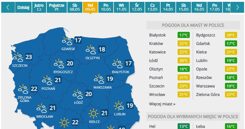 Prognoza na niedzielę /INTERIA.PL