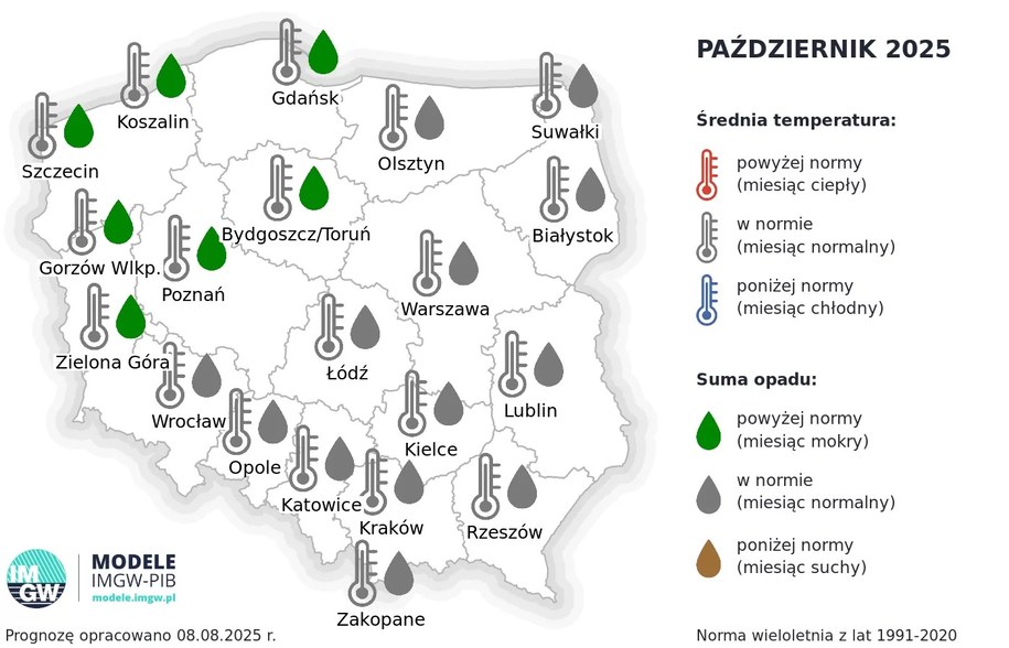 prognoza na październik /IMGW /Materiały prasowe