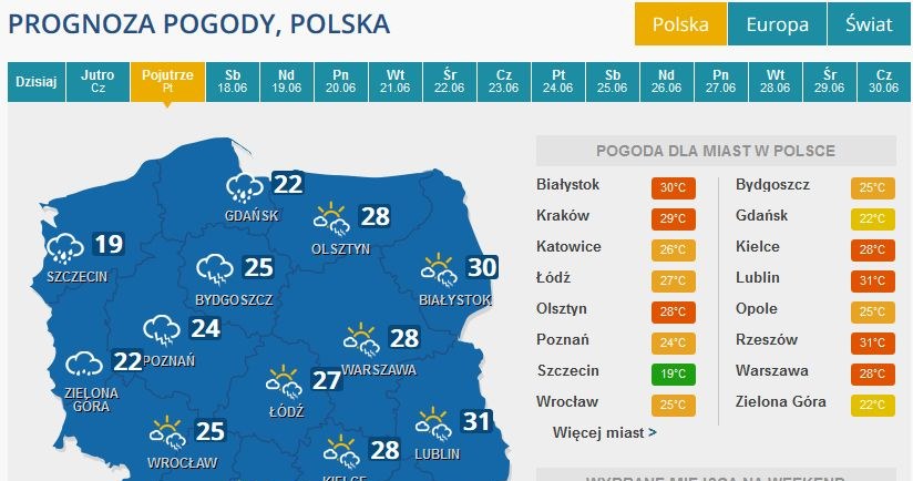 Prognoza na piątek /INTERIA.PL