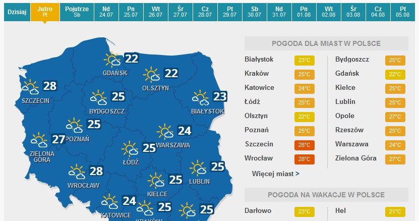 Prognoza na piątek /INTERIA.PL