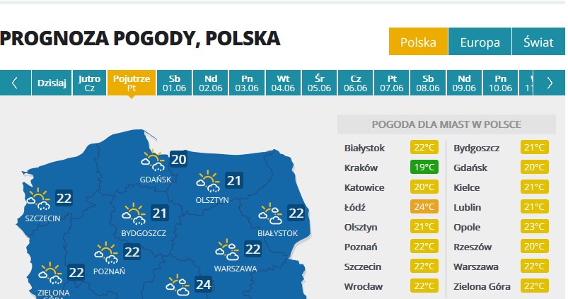 Prognoza na piątek /INTERIA.PL
