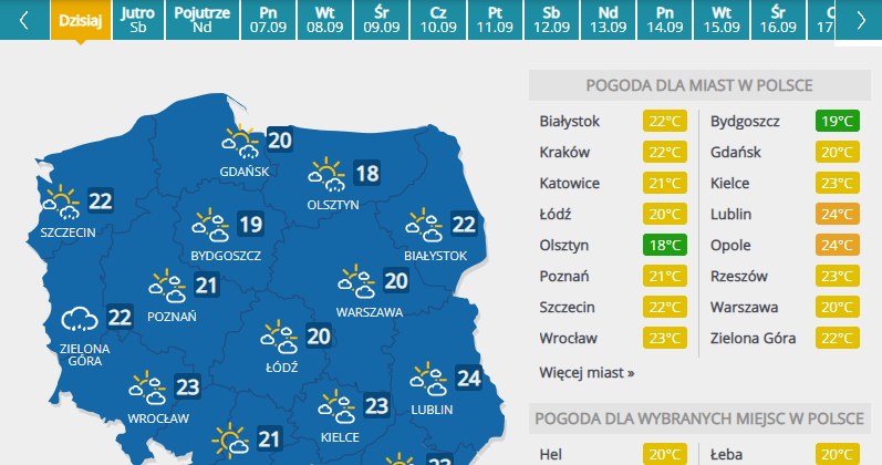 Prognoza na piątek /INTERIA.PL