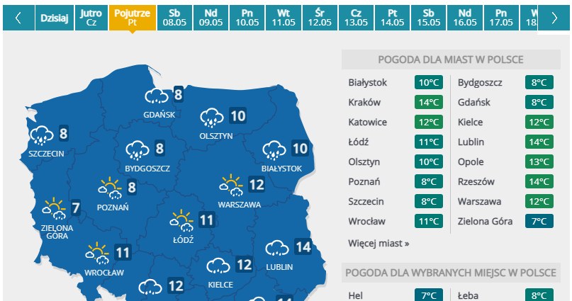 Prognoza na piątek /INTERIA.PL